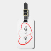 Weiß und Schwarz | Herr Mrs Modern Monogram Gepäckanhänger (Vorderseite vertikal)