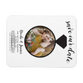 Weiß und Schwarz-Hochzeitsring-Foto Save the Date Magnet (Horizontal)