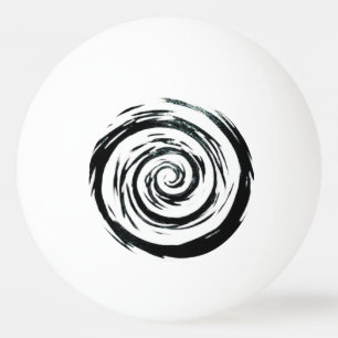 Weiß und Schwarz Hypnotische Wirbelsäule Tischtennisball