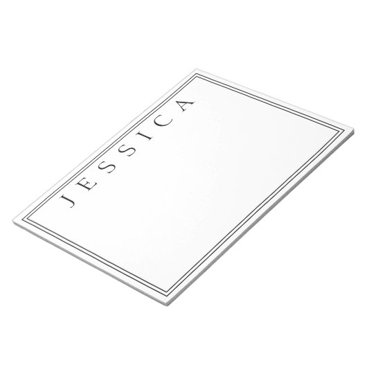 Weiß und Schwarz | Ihr Name Notizblock (angewinkelt)