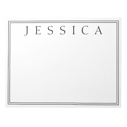 Weiß und Schwarz | Ihr Name Notizblock (Vorderseite)