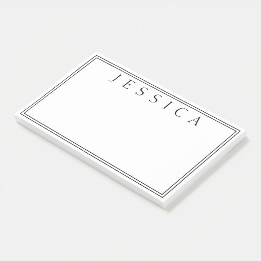 Weiß und Schwarz | Ihr Name Post-it Klebezettel (angewinkelt)