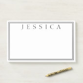 Weiß und Schwarz | Ihr Name Post-it Klebezettel (Auf Schreibtisch)