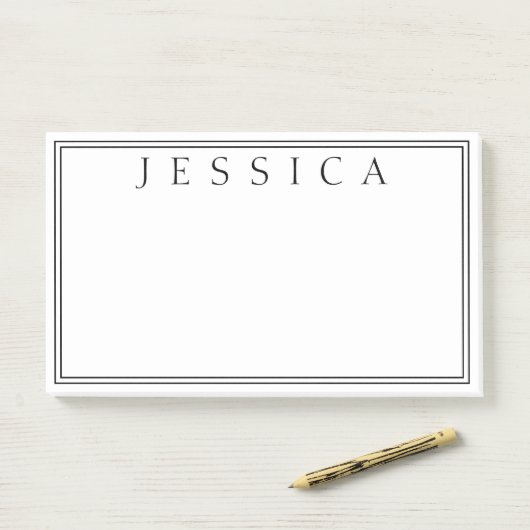 Weiß und Schwarz | Ihr Name Post-it Klebezettel (Auf Schreibtisch)