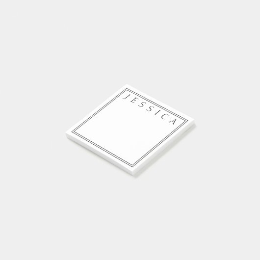 Weiß und Schwarz | Ihr Name Post-it Klebezettel (angewinkelt)