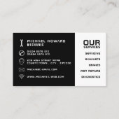 Weiß und schwarz Logo, Auto Mechanik Visitenkarte (Rückseite)