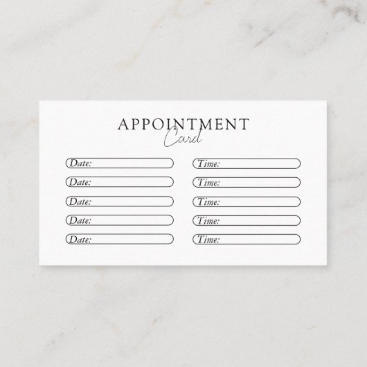 Weiß und Schwarz, Minimal, elegant, Salon Terminkarte (Rückseite)