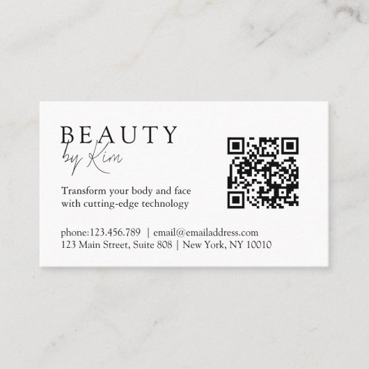 Weiß und Schwarz, Minimal, elegant, Salon Terminkarte (Vorderseite)