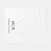 Weiß und Schwarz | Modernes Monogramm Fleecedecke (Vorderseite (Horizontal))