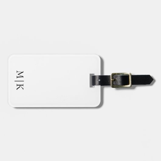Weiß und Schwarz | Modernes Monogramm Gepäckanhänger (Vorderseite horizontal)
