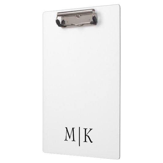 Weiß und Schwarz | Modernes Monogramm Klemmbrett (Links)