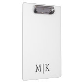 Weiß und Schwarz | Modernes Monogramm Klemmbrett (Rechts)