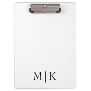 Weiß und Schwarz   Modernes Monogramm Klemmbrett