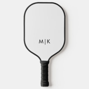 Weiß und Schwarz Modernes Monogramm Pickleball Schläger
