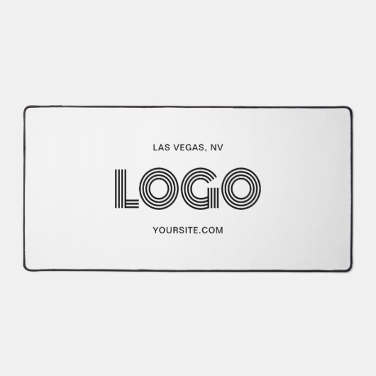 Weiß und Schwarz Modernes rechteckiges Logo Schreibtischunterlage (Vorderseite)