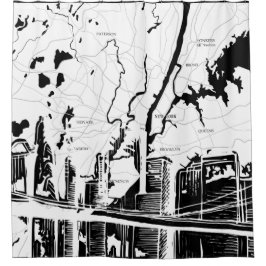 Weiß und schwarz, New- Yorkkarte, NYC Duschvorhang