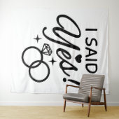 Weiß und Schwarz sagte ich Yes Engagement Party Wandteppich (Beispiel (Horizontal))