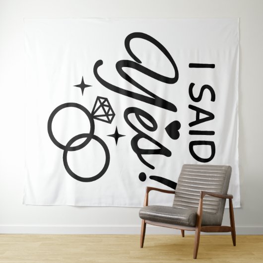 Weiß und Schwarz sagte ich Yes Engagement Party Wandteppich (Beispiel (Horizontal))