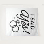 Weiß und Schwarz sagte ich Yes Engagement Party Wandteppich (Vorderseite (Horizontal))