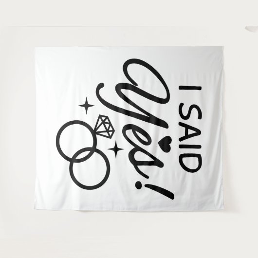 Weiß und Schwarz sagte ich Yes Engagement Party Wandteppich (Vorderseite (Horizontal))