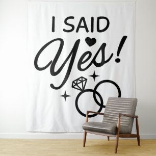 Weiß und Schwarz sagte ich Yes Engagement Party Wandteppich