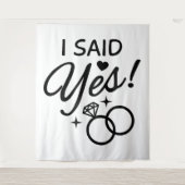 Weiß und Schwarz sagte ich Yes Engagement Party Wandteppich (Vorderseite)