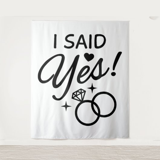 Weiß und Schwarz sagte ich Yes Engagement Party Wandteppich (Vorderseite)