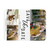 Weiß und schwarz Save the Date Hochzeit 3 Fotos Magnet (Horizontal)
