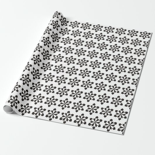 Weiß und Schwarz-Schneeflocken-Muster Geschenkpapier (Ungerollt)