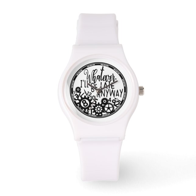 Weiß und schwarz, was immer ich zu spät bin, immer armbanduhr (Vorderseite)