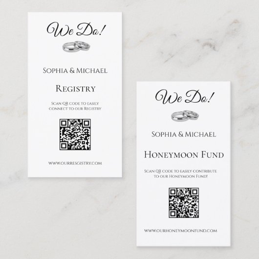 Weiß und Schwarz - Wir Hochzeitssammelregister- Visitenkarte (Vorne/Hinten)