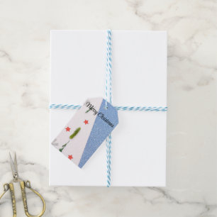 Weiß und Shine blau mit Pine Tree, Star and Flake Geschenkanhänger