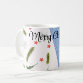 Weiß und Shine blau mit Pine Tree, Star and Flake Kaffeetasse (Vorderseite Links)