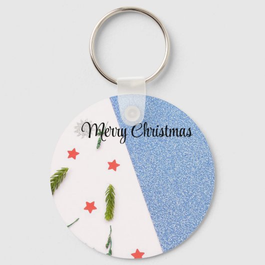 Weiß und Shine blau mit Pine Tree, Star and Flake Schlüsselanhänger (Vorderseite)