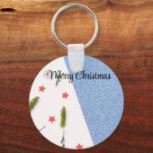 Weiß und Shine blau mit Pine Tree, Star and Flake Schlüsselanhänger (Vorderseite)