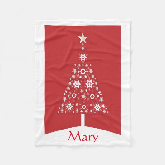 Weiß und silber Weihnachtsbaum Fleecedecke (Vorderseite)