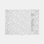 Weiß und Silbergrau, floral Fleecedecke (Vorderseite (Horizontal))