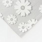 Weiß und Silbergrau, floral Fleecedecke (Ecke)