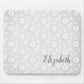 Weiß und Silbergrau, floral Mousepad (Vorne)