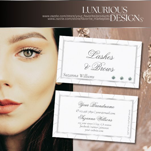 Weiß- und Silberrahmen mit Diamanten Beruflich Visitenkarte