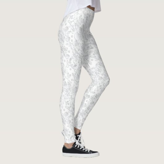 Weiß- und Spitzen-Leggings Leggings (Rechts)