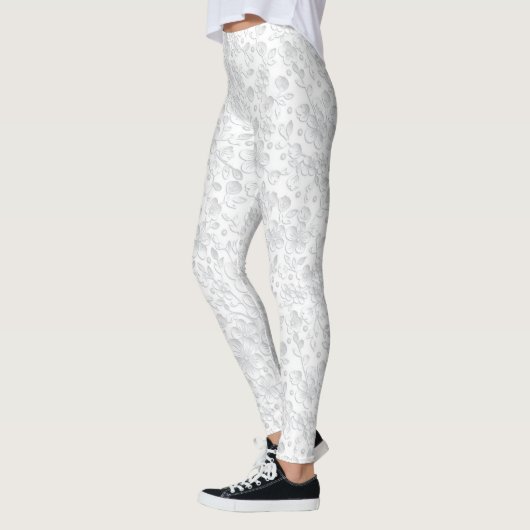 Weiß- und Spitzen-Leggings Leggings (Links)