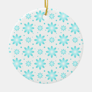 Weiß und türkisfarben, zarte Farbtupfer Keramik Ornament