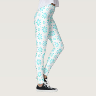 Weiß und türkisfarben, zarte Farbtupfer Leggings