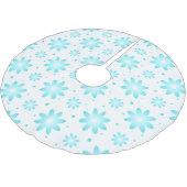 Weiß und türkisfarben, zarte Farbtupfer Polyester Weihnachtsbaumdecke (Schrägansicht)