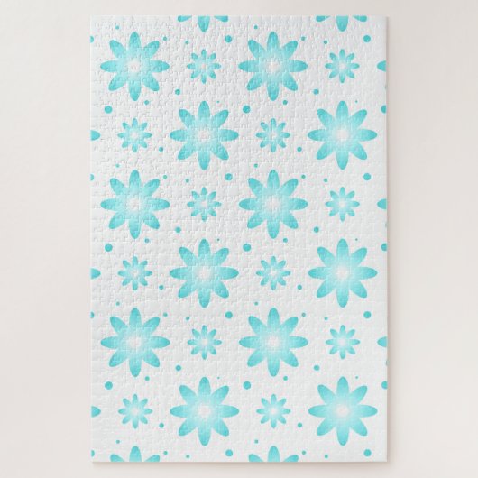 Weiß und türkisfarben, zarte Farbtupfer Puzzle (Vertikal)