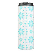 Weiß und türkisfarben, zarte Farbtupfer Thermosbecher (Rückseite)