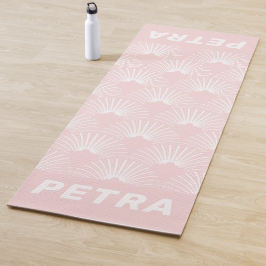 Weiß und weich-pink Art-Deko-Muster Yogamatte (Beispiel)