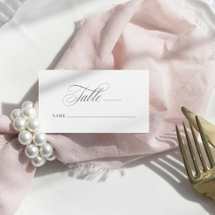 Weiß und Weiß grün Classic Luxe Wedding Flat Platzkarte