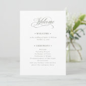 Weiß und Weiß grün | Luxe Wedding Welcome Programm (Stehend Vorderseite)